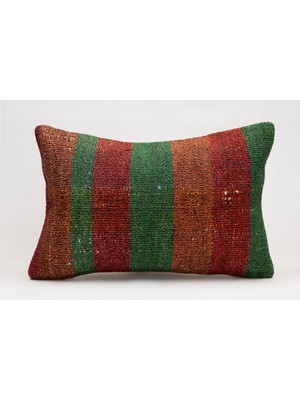 El Yapımı Kilimden Yapılmış Vintage Kırlent Kılıfı, Yün, 40X60 cm