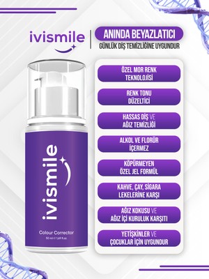 İvismile Diş Beyazlatıcı Jel , Mor Diş Beyazlatma Jeli 50 ml Nane Aromalı