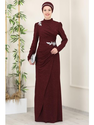 Esilanur Masal Tesettür Abiye Bordo