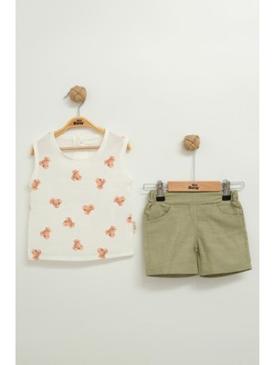 Mini Baray Ayıcıklı Müslin Şortlu Atleli Takım 2 Li Erkek