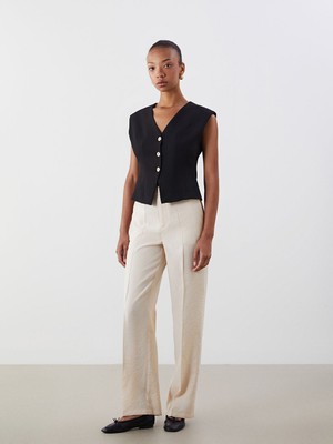 Lc Waikiki Yeni Sezon Modal Karisimli Kadin Pileli Pantolon - S5O264Z8