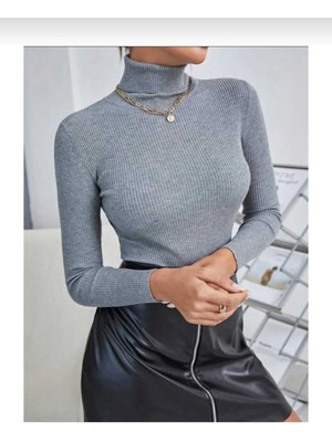 Unisex Açık Mavi Pamuklu Kumaş Balıkçı Yaka Kaşkorse Şardonlu Slimfit Boğazlı Kazak
