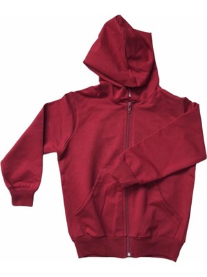 Dıgıl Kids Çocuk Hırka Bordo Likralı Düz Örme Kumaş Uzun Kol Slim Kalıp Çift Cepli Tasarım