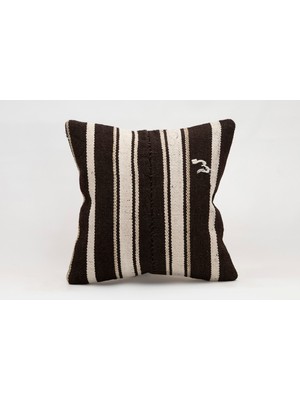 El Yapımı Kilimden Yapılmış Vintage Kırlent Kılıfı, Yün, 40X40CM