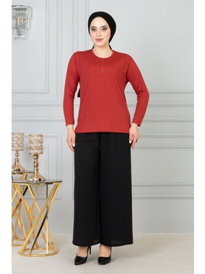 Kadın Anne Fitilli Uzun Kol Likralı Penye Bluz Anneler Günü