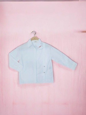 Kız Çocuk Gizli Düğmeli Beyaz Gömlek