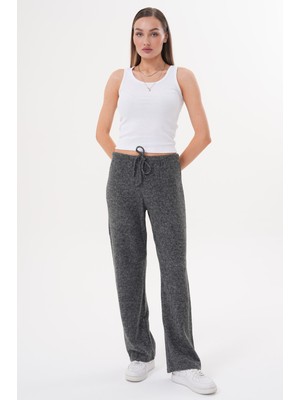 Genius Store Kadın Yumoş Pantolon Beli Lastikli Cepli Bol Örme Pantolon Yumoş Pantolon