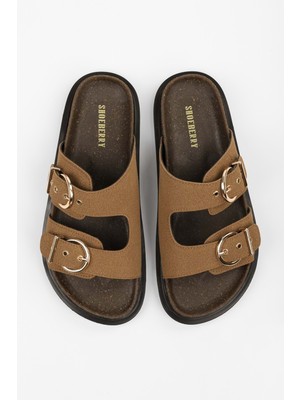 Kadın Vian Taba Süet Kemerli Terlik