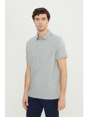 Pamuklu Comfort Fit Rahat Kesim Polo Yaka Jakarlı Tişört
