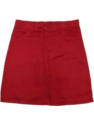 Kız Çocuk 23 Nisan 29 Ekim 10 Kasım Keten  Düğmeli Gösteri Etek