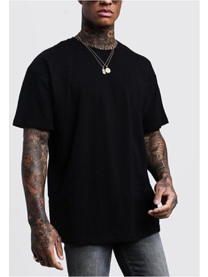 Saw Erkek Siyah T-Shirt Pamuklu Kısa Kol Casual Günlük Tarz 5XL Cepsiz Oversize Kesim