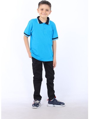 Gümüş Collections Lacivert Unisex Okul Pantolonu Slim Fit Lastikli Konforlu Keten Kumaş