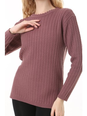 Saç Örmeli Anne Triko Yün Kazak