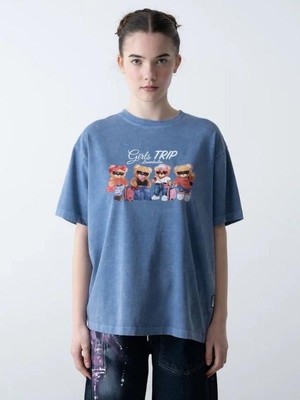 Kız Çocuk Ayıcık Baskılı Oversize T-Shirt
