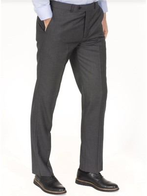 Mavimoure Erkek Füme Klasik Kesim Kumaş Pantolon Orta Kalınlık Düz Desen Dar Paça Model
