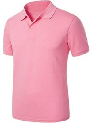 Ümitteks Iş ve Okul Kıyafetleri Unısex Penye Polo Yaka Kısa Kollu Pembe Tişört Çocuk
