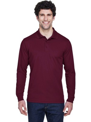 Bordo Polo Yaka Uzun Kollu Tişört Vişne Çürüğü Pamuklu Uzun Kol Polo Yakalı Kışlık Tshirt