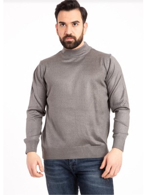 Erkek Gri Yarım Balıkçı Triko Kazak