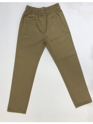 Unisex Çocuk Beli Lastikli Kanvas Okul Pantolonu