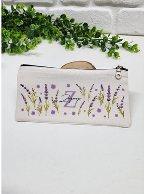 Kişiye Özel İsme Özel Bez Kalemlik Lavanta Konseptli Mini Organizer