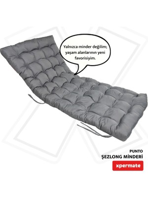 Xpermate Şezlong Minderi 180x60x12 cm Su İtici UV Dayanımlı Plaj Minderi Antrasit Punto