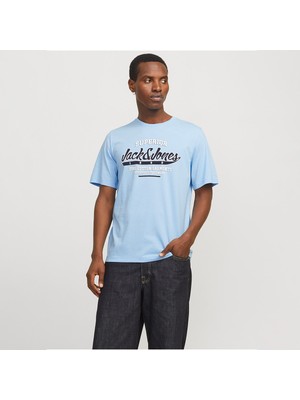 Jack & Jones  Logo O Neck 2 Col Erkek Mavi Yuvarlak Yaka Tişört