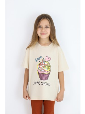 Mia Baby Basic Baskılı Kız Tişört 4-10 Yaş