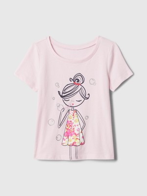 Gap Kız Bebek Pembe Grafikli T-Shirt