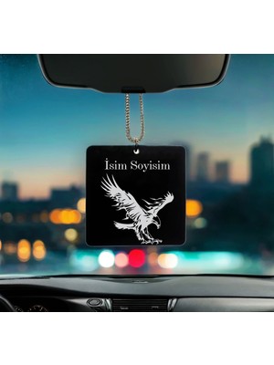 Kartal Desenli Kişiye Özel Isimli Pleksi Dikiz Ayna Süsü 2