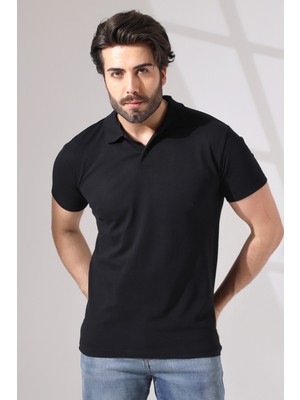 Burlu Polo Yaka Yazlık Erkek T-Shirt