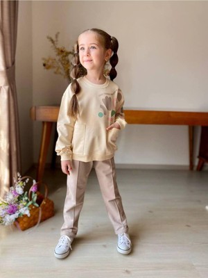 Kız Çocuk Kalp Baskılı 2'li Takım. Pamuklu Mükemmel Kalite