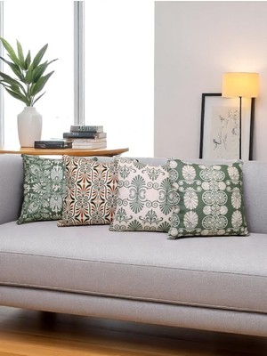 Nunu Teks Çift Tarafı Baskılı Kırlent Kılıfı | Motif Desenli Kırlent Kılıfı | 4'lü Takım Kırlent Kılıfı