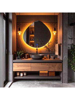 Zynor Amber Led'li Lazer Kumlamalı Lavabo & Banyo Aynası (Dokunmatik Sensörlü)