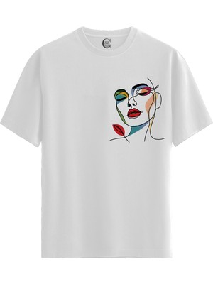 Color Luxe Silent Bloom - %100 Pamuklu Kadın Beyaz Tişört - Premium Quality