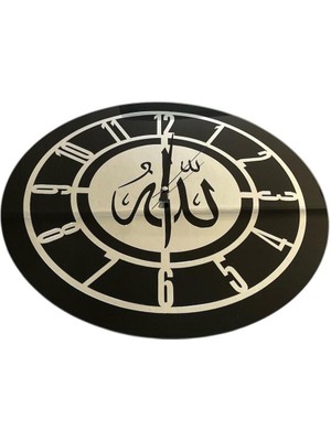 UltraNova Renkli Cam Ayna Rakam Lafız Ayetli Dekoratif Duvar Saati 46 cm