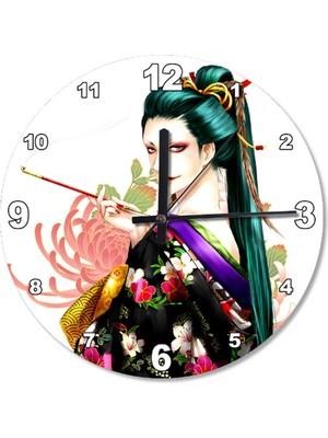 30 cm Çap Geyşa Kız Sessiz Duvar Saati