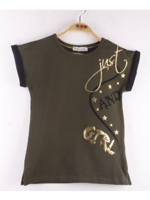 Toontoy Kız Çocuk Just And Girl Baskılı Kol Detaylı Tişört
