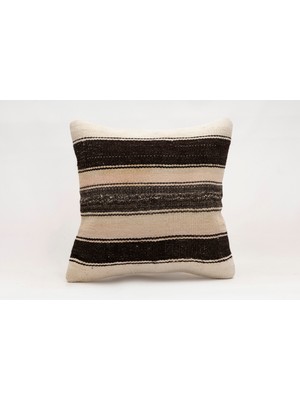 El Yapımı Kilimden Yapılmış Vintage Kırlent Kılıfı, Yün, 40X40 cm