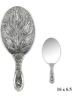 Kenpazar 925 Ayar Gümüş Lale Motifli El Aynası