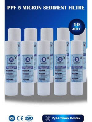 Watermelon Açık Kasa Su Arıtma Cihazı 10 Inç 5 Mikron Sediment Spun Filtre ( 10 Adet )