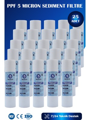 Watermelon Açık Kasa Su Arıtma Cihazı 10 Inç 5 Mikron Sediment Spun Filtre (25 Adet)