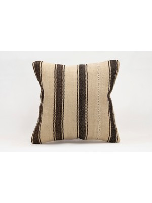 El Yapımı Kilimden Yapılmış Vintage Kırlent Kılıfı, Yün, 40X40 cm