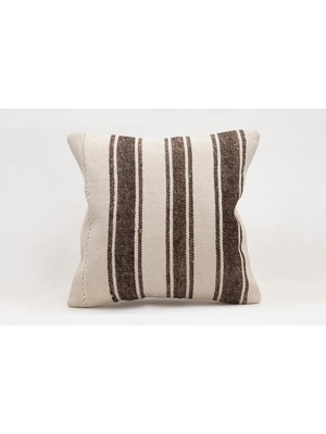 El Yapımı Kilimden Yapılmış Vintage Kırlent Kılıfı, Yün, 40X40 cm