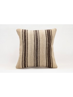 El Yapımı Kilimden Yapılmış Vintage Kırlent Kılıfı, Yün, 40X40 cm