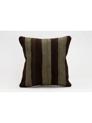 El Yapımı Kilimden Yapılmış Vintage Kırlent Kılıfı, Yün, 40X40 cm