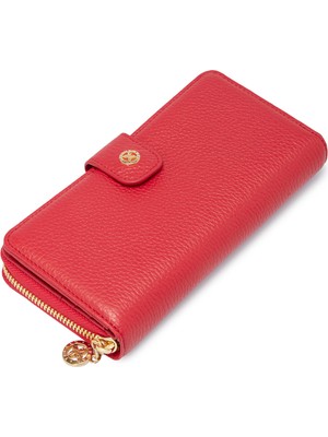 Tergan  Kırmızı Hakiki Deri Kadın Cüzdan - S1CB00005789-B68
