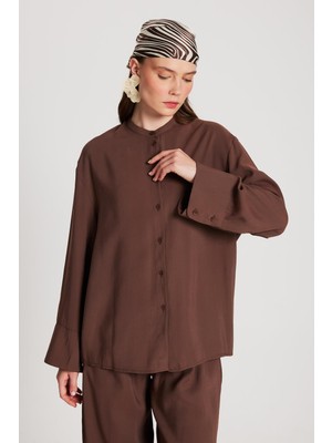 Kadın Kahve %100 Modal Alt/üst Gömlek ve Pantolon Takım 29137