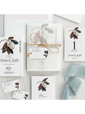 Pure Şeffaf Zarflı Düğün Davetiyesi