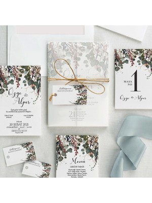 Zümrüt Şeffaf Zarflı Düğün Davetiyesi