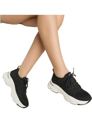 Kadın Premium Triko Taşlı Sneaker Spor Ayakkabı 25Y309